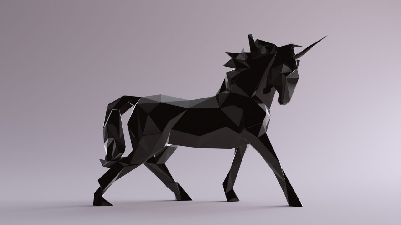 Black Unicorn made out of triangles